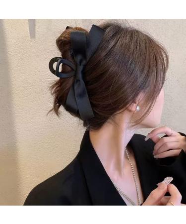 MHDGG Big Bow Hair Claw Clips 4pcs Set - Nonslip Barrettes for Thin Thick Curly Hair - Hair Dress Up Accessories for Parties - Black Pink Green Red - Buy Online on GoSupps.com