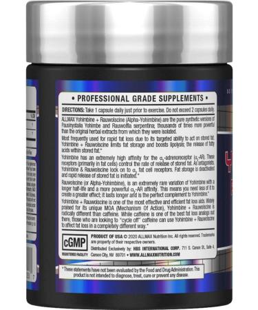 Yohimbine Rauwolscine 60 Capsules - ALLMAX - Powerful Fat-Burning Supplement - Buy Online on GoSupps.com