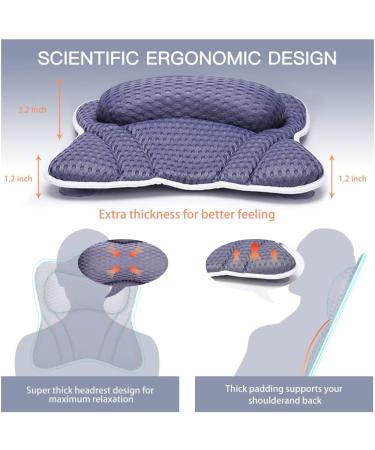 CielClair Bath Pillow for Tub - Ultra Thick Ergonomic Spa Pillow with Neck, Shoulder, and Back Support - 4D Air Mesh Cushion with 6 Non-Slip Suction Cups - Navy - Buy Online on GoSupps.com