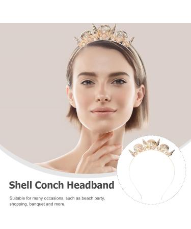 FRCOLOR Seashell Crown Headband Pearl Conch Hair Hoop Mermaid Crown Gold Tiara Seashell Hair Accessories for Women Girls Wedding Beach Party - Buy Online on GoSupps.com
