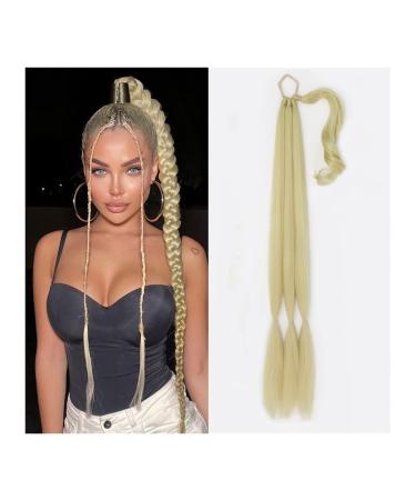 Ponytail Extensions Ponytails Hair pieces For Women Daily Use 26/34 Inch Around Ponytail Extension Synthetic Long Braided Ponytail with Hair Tie Straight Wrap for Women(Color:Light blonde Size:26inch) 26inch Light blonde