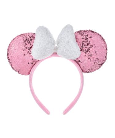 Miaow 3D Sequin Mouse Ears Headband for Adults - Glitter Butterfly Hair Accessory (Pink & White) - Buy Online on GoSupps.com