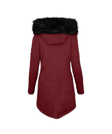 Hanxiulin plush jacket oversize warm lined fleecemantel ladies hoodie hooded sweater long hood fleece jacket oversized light outdoor autumn winter coat buffer jacket transition xl wine