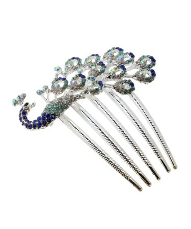 MAGICLULU Hairpin Comb Women Hair Accessories Rhinestone Hair Accessories Flower Hair Combs Bridal Headpieces for Womens Hair Accessories Tiara Hair Clip Comb Crystal Peacock Bride