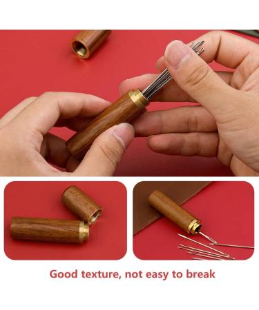 Mayboos Wooden Needle Case with Leather Stitching Needles - Sewing Needle Storage for Hand Crafts & Knitting - Buy Online on GoSupps.com
