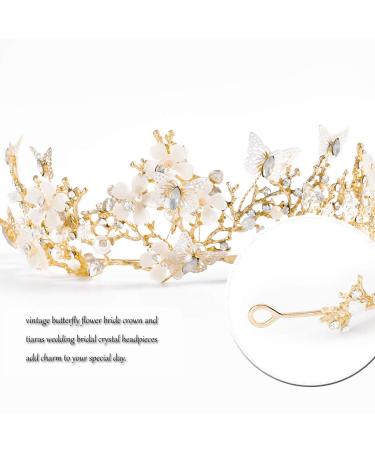 Baroque Crystal Bride Crown - Vintage Queen Pearl Headpiece for Prom & Bridal Hair Accessory (Gold) - Buy Online on GoSupps.com