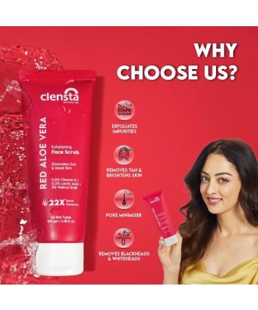 Buy Red Aloe Vera Exfoliating Face Scrub | Deep Exfoliation & Detan | 3% Walnut Shell Lactic Acid & Vitamin E | Sulfate & Paraben Free | 100g | All Skin Types | Men & Women - Buy Online on GoSupps.com