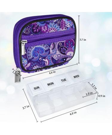 Serfeymi Weekly Travel Pill Organizer - Removable 7 Day Pill Box - Fashionable Purple Pill Case for Purse - Medicine Vitamin Supplement Container - Buy Online on GoSupps.com