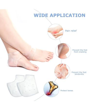 4 Pairs Gel Heel Protectors for Plantar Fasciitis & Heel Pain Relief - Breathable Cushion Sleeves for Cracked Heels (White & Black) - Buy Online on GoSupps.com