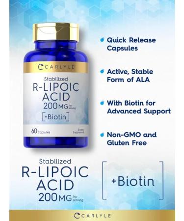 Carlyle R-Lipoic Acid 200mg - 60 Capsules | Stabilized R-Lipoic Acid with Biotin | Non-GMO & Gluten Free - Shop Now - Buy Online on GoSupps.com