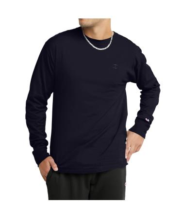 Champion Men's Long Sleeve Crewneck T Shirt, Long Sleeve T Shirt, Long Sleeve Shirts for Men Large Black