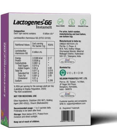 Lactogenes-GG Instamelt Probiotic Health Supplement Promotes Digestive System Enhaces Immune Response - 1g*10 Sachets Vanilla Flavour - Buy Online on GoSupps.com