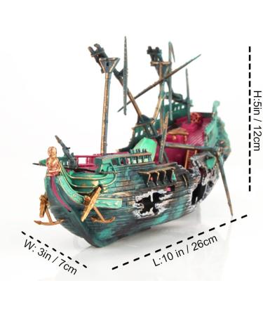 SLOCME Aquarium Shipwreck Decorations - Sunken Ship Ornament with Air Bubbler | Aerating Aquarium Decor for Stunning Fish Tanks - Buy Online on GoSupps.com
