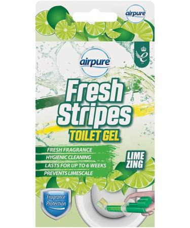 Airpure Fresh Stripes Toilet Gel - Hygienic Cleaning Limescale Prevention Lasts up to 6 Weeks (LIME ZING) - Buy Online on GoSupps.com