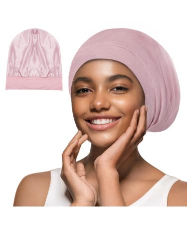 iCooBreeze Satin Hair Bonnet for Sleeping  Silky Satin Lined Sleep Cap for Women and Men  Night Hair Wrap for Curly Hair Pink