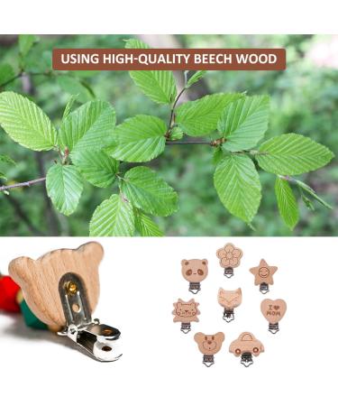 8-Pack Wooden Pacifier Clips - Durable Stylish Baby Pacifier Holders for International Shipping - Buy Online on GoSupps.com