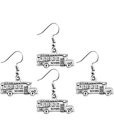 NUOBESTY Stainless Steel Earrings Asymmetrical Earrings 4 Pairs of Ear Rings Zine-Alloy Earrings School Bus Shaped Earrings (Silver) Stainless Steel Earring Stainless Steel Earings - Buy Online on GoSupps.com