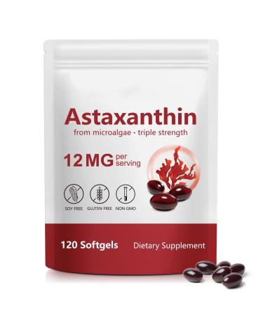 YUEPLATTNMAY Astaxanthin 12mg 120 Softgels 4 Month Supply | Premium Astaxanthin Antioxidant Supplements - Supports Eye Immune Joint Skin Health and Internal Circulation Easy to Swallow Non-GMO