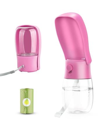 Dog water bottle genetic drinking bottle dogs for on the go with dog crotch bag portable pet water bottle for dog cat outdoor walking hiking travel pink