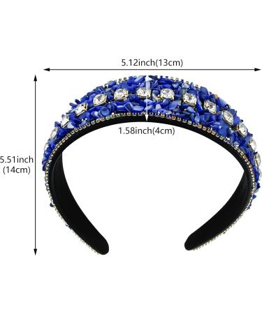 Rhinestone Wide Headband Blue Crystal Hairband Sparkle Diamond Head Bands Retro Jewelled Headhoop Glitter Wedding Birthday Parties Banquet Accessory for Women Girls - Buy Online on GoSupps.com