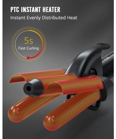 Hair Waver  3 Barrel Curling Iron for Beachy Waves  Hair Crimper with LCD Temp Display  Ceramic Tourmaline Triple Barrels Curling Wand  Beach Waver Curling Iron with Dual Voltage  Black - Buy Online on GoSupps.com