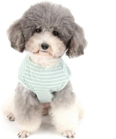 Zunea Striped Dog Shirt for Small Dogs & Cats - Soft Cotton Summer Vest & Tank Top - Green Size M - Buy Online on GoSupps.com
