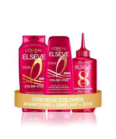 L'Or al Paris - Routine de Soins Capillaires pour Cheveux Color s ou M ch s - Prot ge la Couleur - Enrichi en Vitamine Cg et Filtres UV - Shampooing D m lant & Soin Magique - Elseve Color-Vive Routine Cheveux Color s
