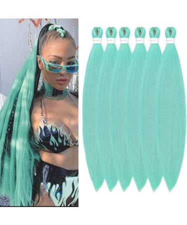 YDDM PRE Stretched Braiding Hair Extensions 26 inch 6packs Extensions Kunsthaar Braids Mint Hair extension Art hair for braid Extension for Braids Jumbo Braids Hair (26 inches MINT#) 66cm-26 inches (6 Pack) Mint#