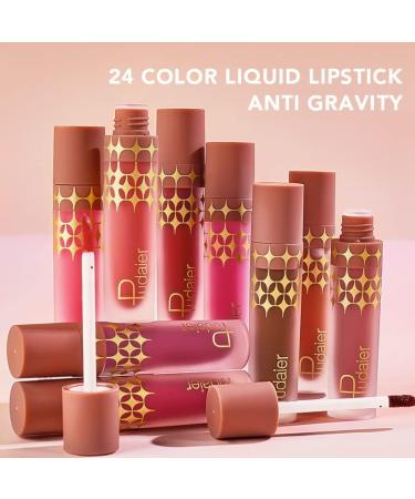 INTEROOKIE 24 Colors Matte Pearlescent Mist Face Non-Stick Cup Lip Glaze Liquid Lipstick Color (02) - Buy Online on GoSupps.com