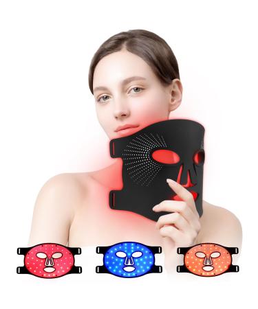 USUIELIGHT Led Face Mask Light Therapy 3 Colors Led Mask Face Mask LED Facial Mask Suitable for All Skin Types for Facial Care Black