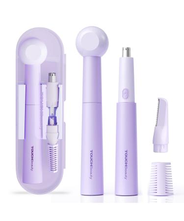 TOUCHBeauty Ear and Nose Hair Trimmer for Women-2024 Upgraded All-in-One Facial Hair Trimmer with 11 000 RPM Powerful Motor Rechargeable IPX7 Waterproof Easy to Clean for Face Ear Nose and Eyebrow Purple