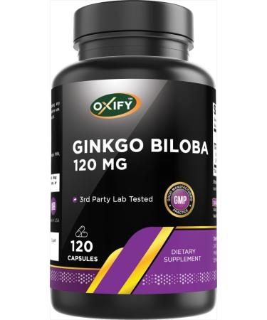 Oxify Ginko Biloba 120 mg | 120 Capsules | Gluten-Free Non-GMO | Supplement Made in USA