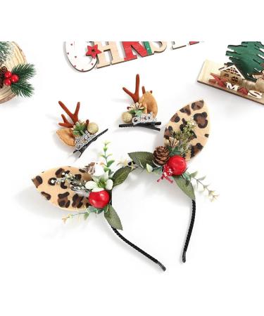 IYOU Reindeer Antlers Headbands Brown Deer Antler Ears Hair Clips Party Christmas Hair Hoop Hair Accessories for Adults Kids - Buy Online on GoSupps.com