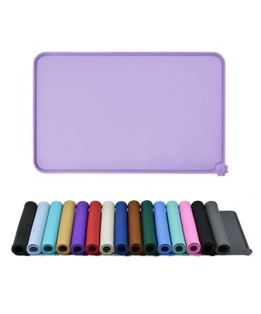 Reopet silicone feed mats for pets - waterproof dog and cat space mats with elevated edges - dog and catpipes - choose sizes 53 x 37 cm (1 Pack) Taro purple