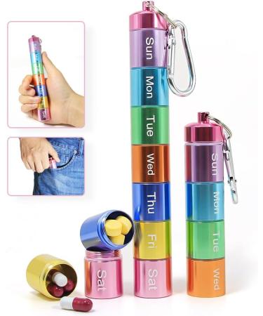 Rainbow Metal Pill Organizer - Compact & Durable 1 PCS Medicine Organizer for Travel - International Shipping Available - Buy Online on GoSupps.com