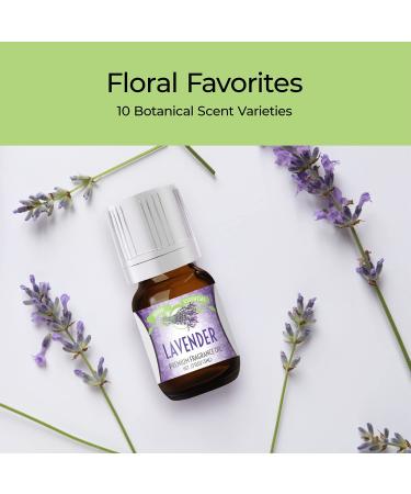 Floral Ocean Gardens Essential Oil Set - Pack of 10 (5ml each) with Lavender, Rose, Jasmine, Lilac, Lotus, Peony, Gardenia, Green Tea, Cucumber, Ocean Breeze Scents - Buy Online on GoSupps.com