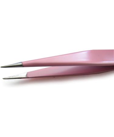 Stainless Steel Eyebrow Tweezers Set with Pointed and Slanted Tips + Curved Brow Scissors Pink Travel Case Included - Buy Online on GoSupps.com