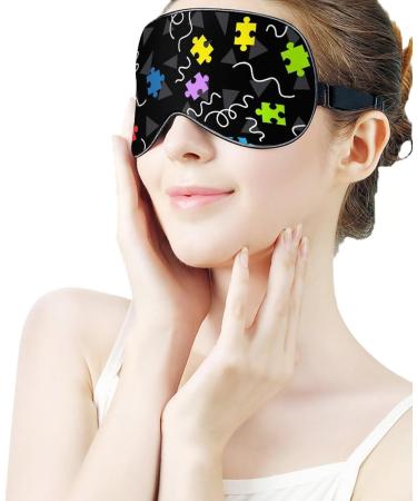 80s Memphis Puzzle Style Sleep Mask - Adjustable Eye Cover for Sleeping and Travel - Buy Online on GoSupps.com