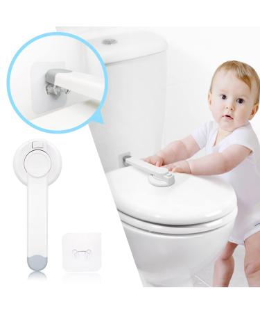 Toilet Lock Child Safety Upgraded Gapless Toilet Lock Baby Proof with 2 Extra Strong 3M Adhesives,Fit for Most Toilet Lid,Easy Installation (white-1pack)