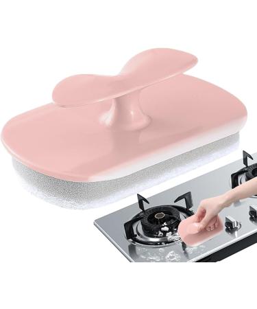 Shakven Squeegee Sponge Brush Sponge Brush Rubber Squeegee Scrubber for Cleaning - Household Cleaner Brush to Reach Tight Spaces for Bathroom Glass Kitchen Cooktops Pink - Buy Online on GoSupps.com