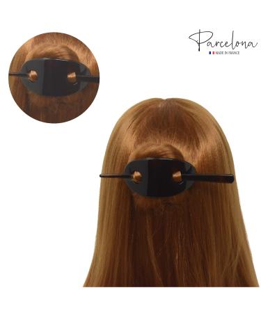 Parcelona French Classic Oval Brown Tortoise Shell Bun Cover Hair Barrette with Stick - Buy Online on GoSupps.com