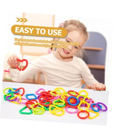 Ibasenice 70 STK Geometric Chain Buckle - Sensory Rings for Toddlers Plastic Links & Baby Toys for Wagons & Seats - Buy Online on GoSupps.com