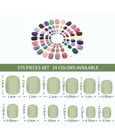 576Pcs Matte Short Press on Nails | Full Cover Acrylic False Nails - 24 Color Options | Nail Salon Art DIY for Women - Buy Online on GoSupps.com