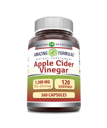Amazing Formulas Apple Cider Vinegar 1500 mg Per Serving Supplement | Capsules | Non-GMO | Gluten Free | Made in USA (360 Count) 1 Count (Pack of 1)
