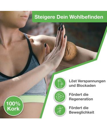 Backlaxx Fascia Ball Set - Sustainable Cork Massage Balls (5cm & 7cm) with Storage Bag | Antibacterial Self-Massage Tool & Free eBook on Trigger Points - Buy Online on GoSupps.com