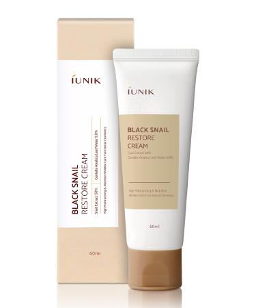 IUNIK Black Snail Restore Cream  2.02 Fl Oz - 58% Black Snail Mucin Secretion Filtrate Soothing  Reduce & Fine Lines Deeply Nourishing and Moisturizing