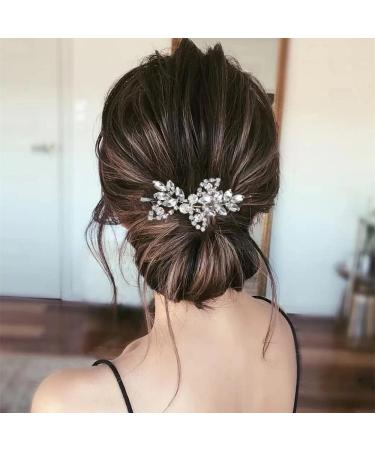 2 Pcs Rhinestone Hair Clips Shining Hair Barrettes Bridal Hair Barrettes Pins Leaf Wedding Hairpin Bride Pearl Crystal Hair Clips Silver Rhinestone Barrette Elegant Bridal Hair Accessories - Buy Online on GoSupps.com