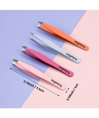 Velodios Professional Precision Tweezers Set for Men and Women - 4 Pack, Ideal for Eyebrows, Facial Hair, Splinter and Ingrown Hair Removal - Buy Online on GoSupps.com