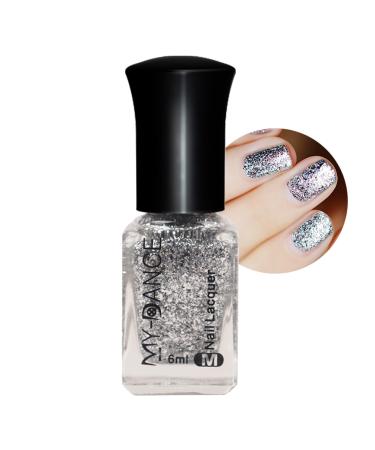 Glitter Nail Polish - Silver Nail Polish - Nail Varnish Quick Dry & Long Lasting Metallic Shimmer Nail Polish No Need Cure Nail Paint Manicure Gift For Women Girls Birthday