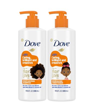 Dove Shampoo and Conditioner Set - Love Collection Curly Kids Wavy Hair Products 17.5 Oz (2 Piece Set)
